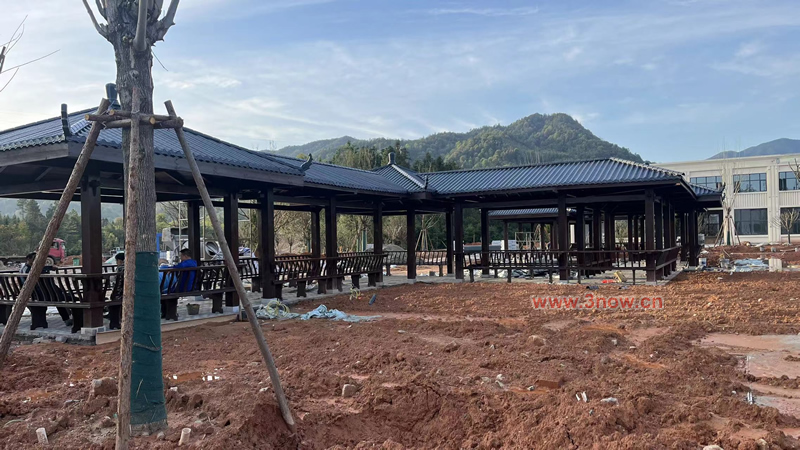 防腐木涼亭長(zhǎng)廊組合圖片