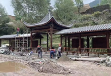 走廊式?jīng)鐾び心男邮?，連廊連接涼亭效果圖片