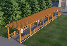 防腐木廊架高清效果圖片、木質(zhì)葡萄架、花架效果圖