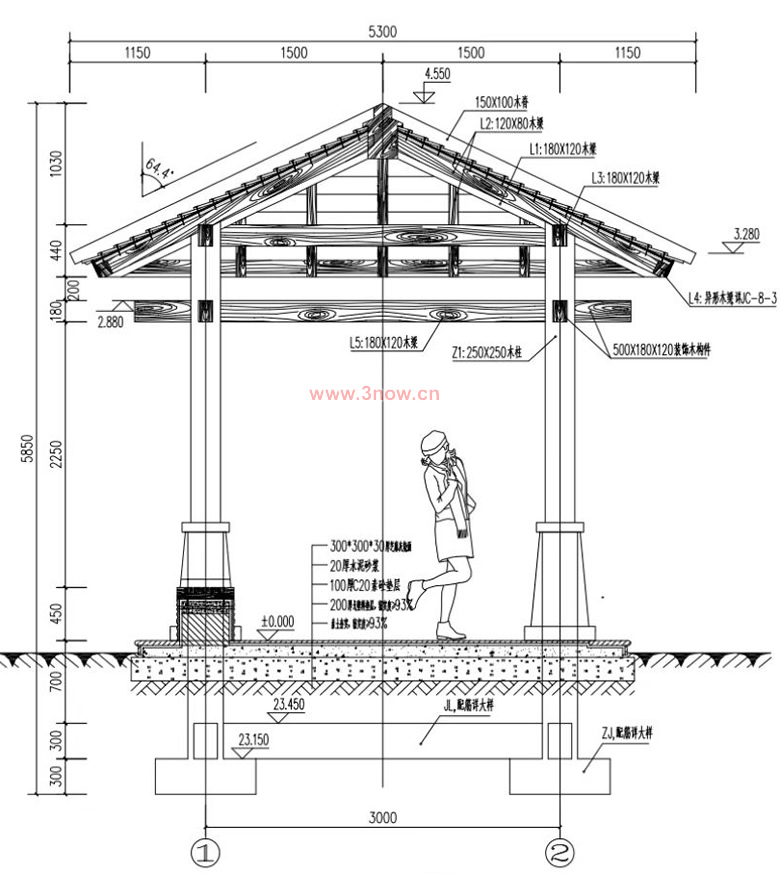 防腐木涼亭設(shè)計(jì)圖紙