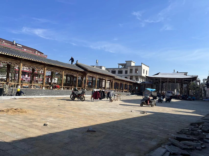 實(shí)木長廊涼亭圖片