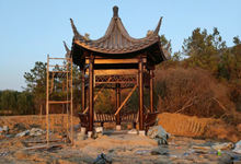 五角涼亭生產(chǎn)廠家，防腐木古建五角涼亭圖片